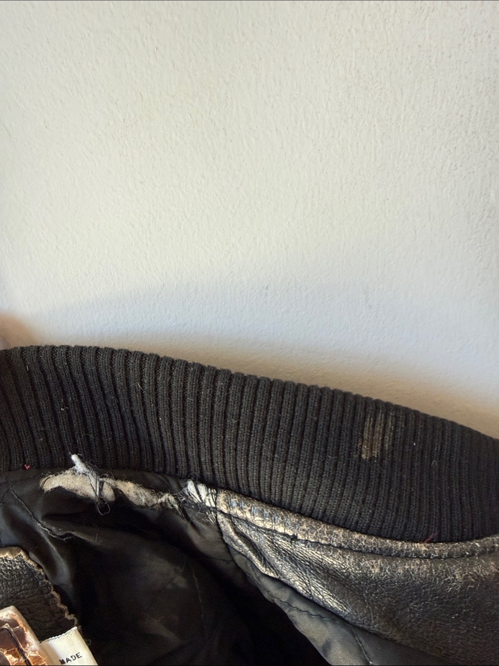 NEW ORDER Leather Bomber Jacket Distressed XL - Picture 9 of 9